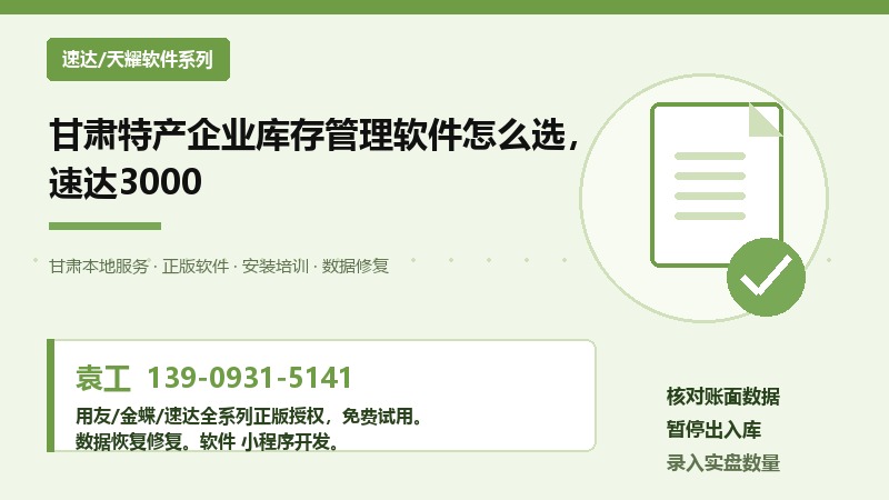 甘肃特产企业库存管理软件怎么选，速达3000
